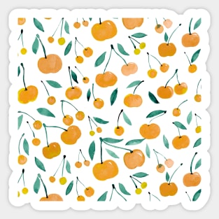 Watercolor cherries pattern - yellow and green Sticker